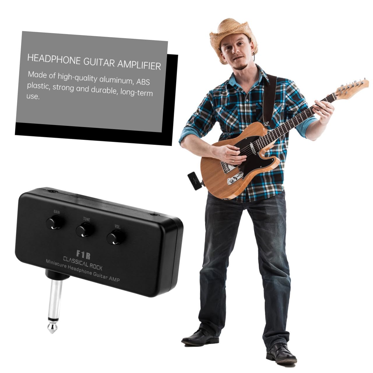 Toyvian 2 zestawy przenośnych mini wzmacniaczy gitarowych do gitary elektrycznej, bass, trwały wzmacniacz gitarowy, słuchawki, głośnik, tuner, małe urządzenie stereo, podróżne, ukulele, aluminium
