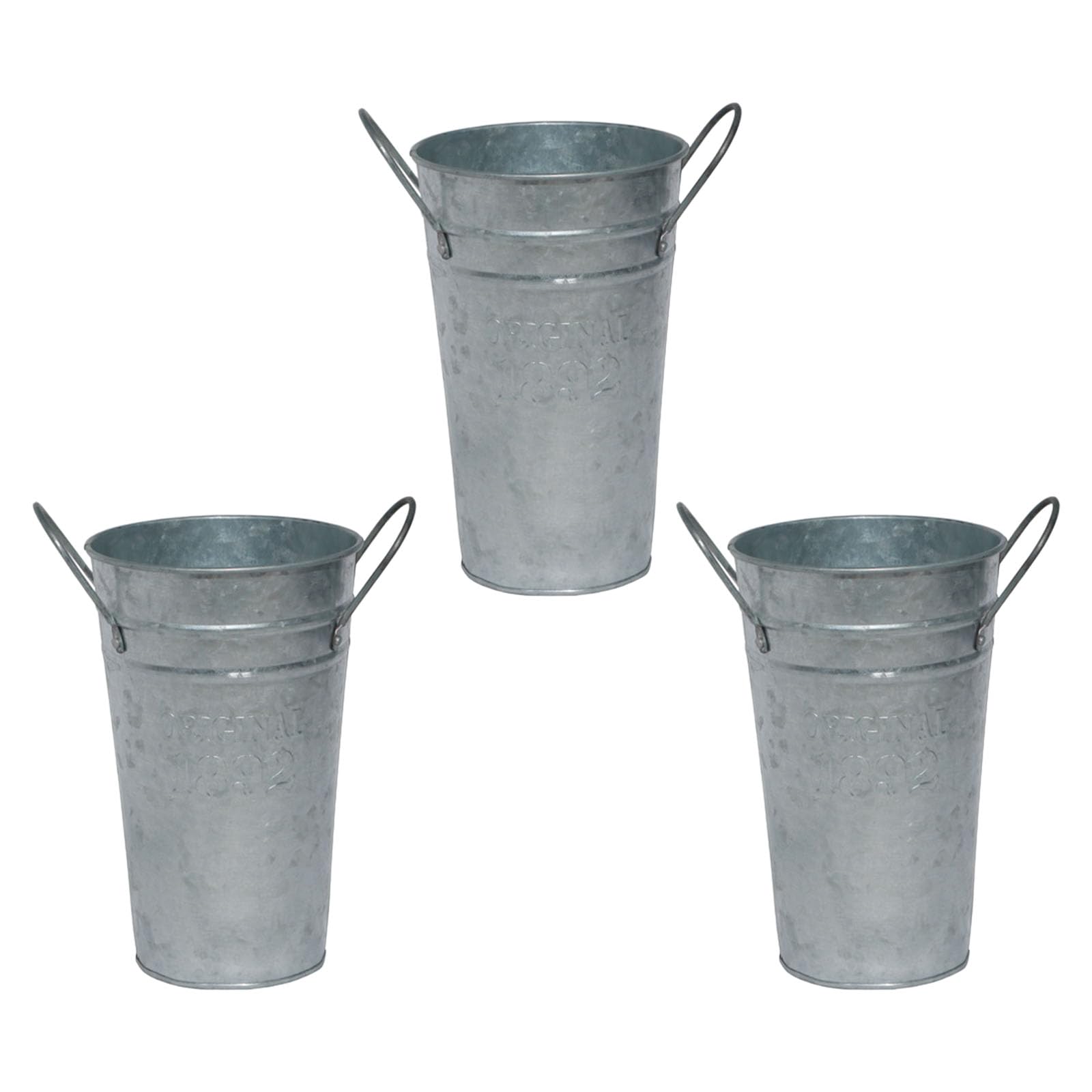 Msioytog Multicolor 3Pcs Iron Flower Vase Tall Wrought Iron Planter Farmhouse Vase Bucket Flower Stand Bucket Desktop Replacement Multipurpose Metal