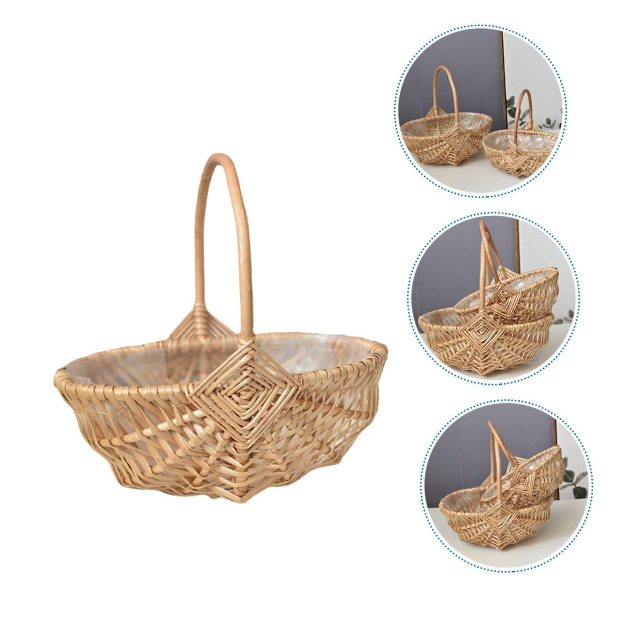 Alipis 3 Stücke Dekorative Korb Weide Gewebt Körbe Für Küche Korb Griff Blumen Bouquet Sets