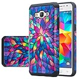 GALAXY WIRELESS for Galaxy Grand Prime Case, Samsung Galaxy Go Prime [Shock Absorption] Hybrid Dual Layer Defender Protective Cover for Galaxy Go Prime Pho Cover for Galaxy Grand Prime, Rainbow Flower