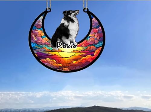 Vista 390 de LOVELYPOD Adorno de Navidad personalizado de perro pastor alemán, atrapasoles conmemorativo, adorno de Navidad de pastor alemán con nombre, pérdida