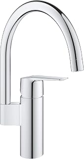 GROHE Start QuickFix, Grifo de cocina (caño alto en C, giro 150º, menor consumo de agua, sistema de instalación rápida), cromo, 30469000
