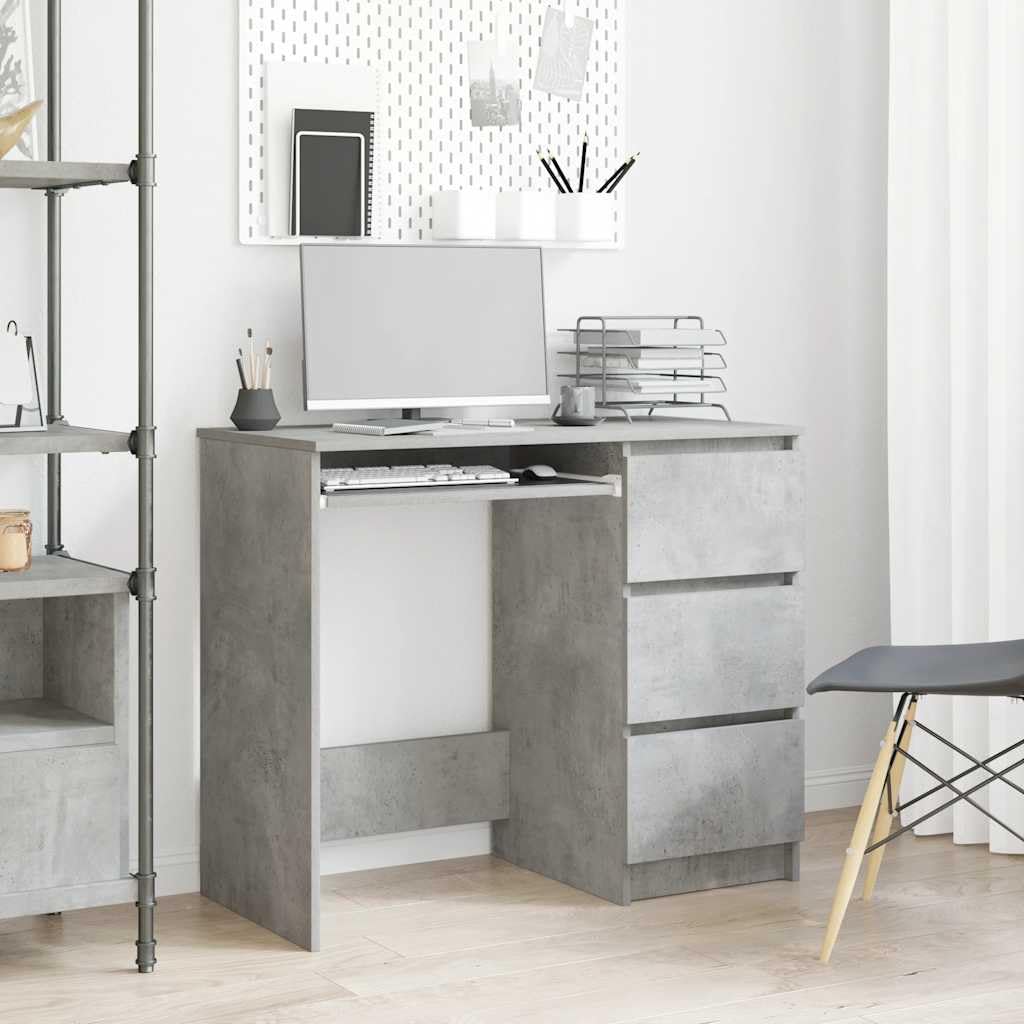 Hothingwell Schreibtisch, grau, Beton, 90 x 45 x 76 cm, Holz | Mit Aufbewahrungsschublade, einfach zu montieren, Pflege mit feuchtem Tuch, ideal für Schlafzimmer oder Ecke