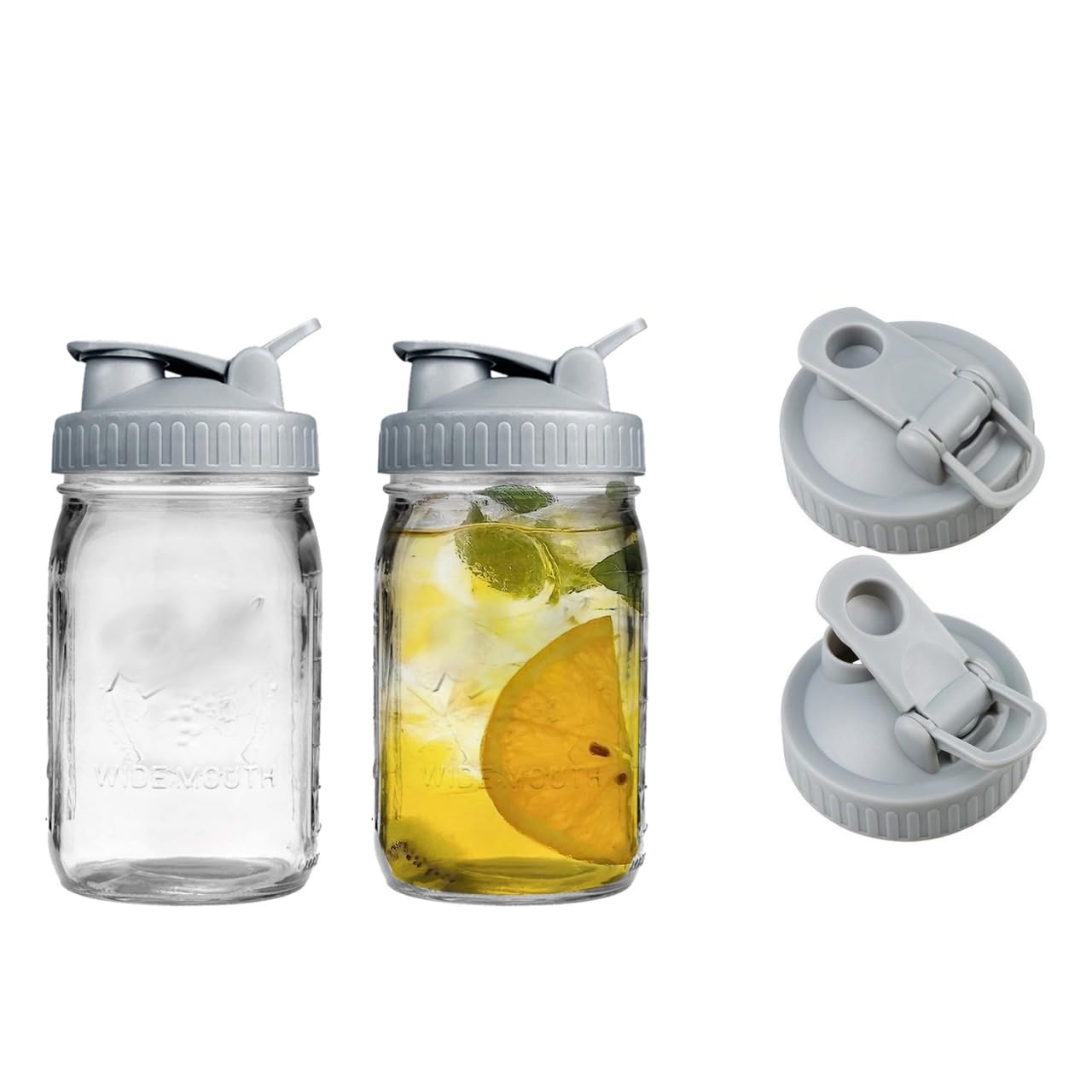 2 Pack Wide Mouth Flip Cap Mason Jar Lids for Mason Jars - Airtight Sealing, Leak-Proof Design, and Convenient Pouring Spout (Jars Sold Separately) (