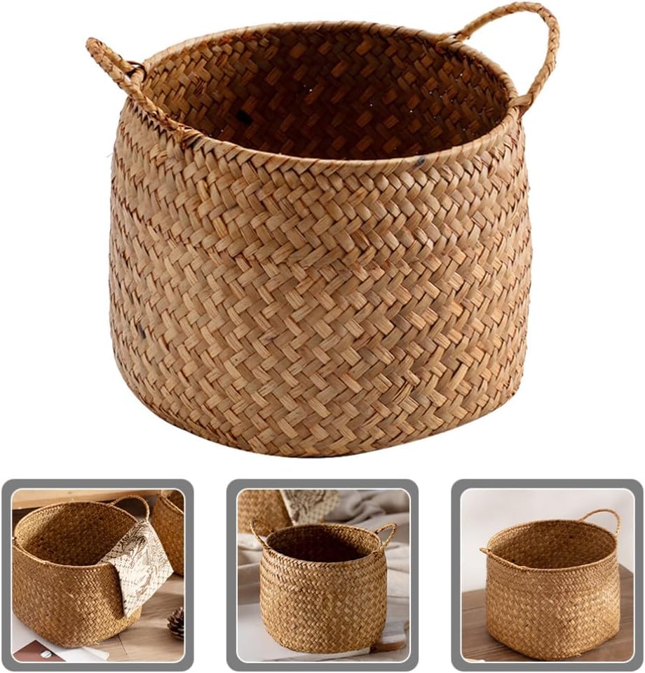 OSALADI Box Rustic Touch Basket for Storage Desktop Flower Arrangement Basket Storage Grocery Woven Seagrass Organizer s for Shelves Woven s for Storage