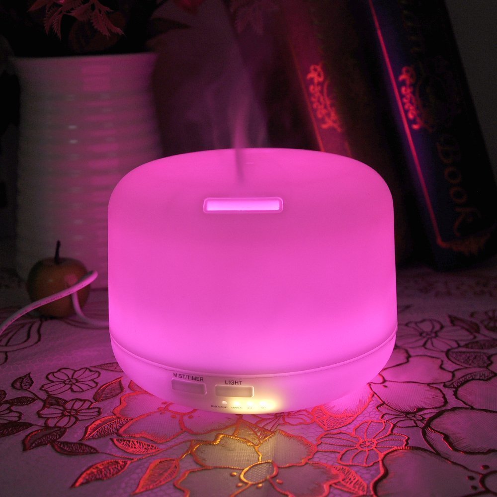 BW® Diffusore di aromi da 300 ml, diffusore di oli essenziali ad ultrasuoni per aromaterapia, umidificatore e atomizzatore con 4 impostazioni timer e 7 colori RGB sfumato, grande capacità versione