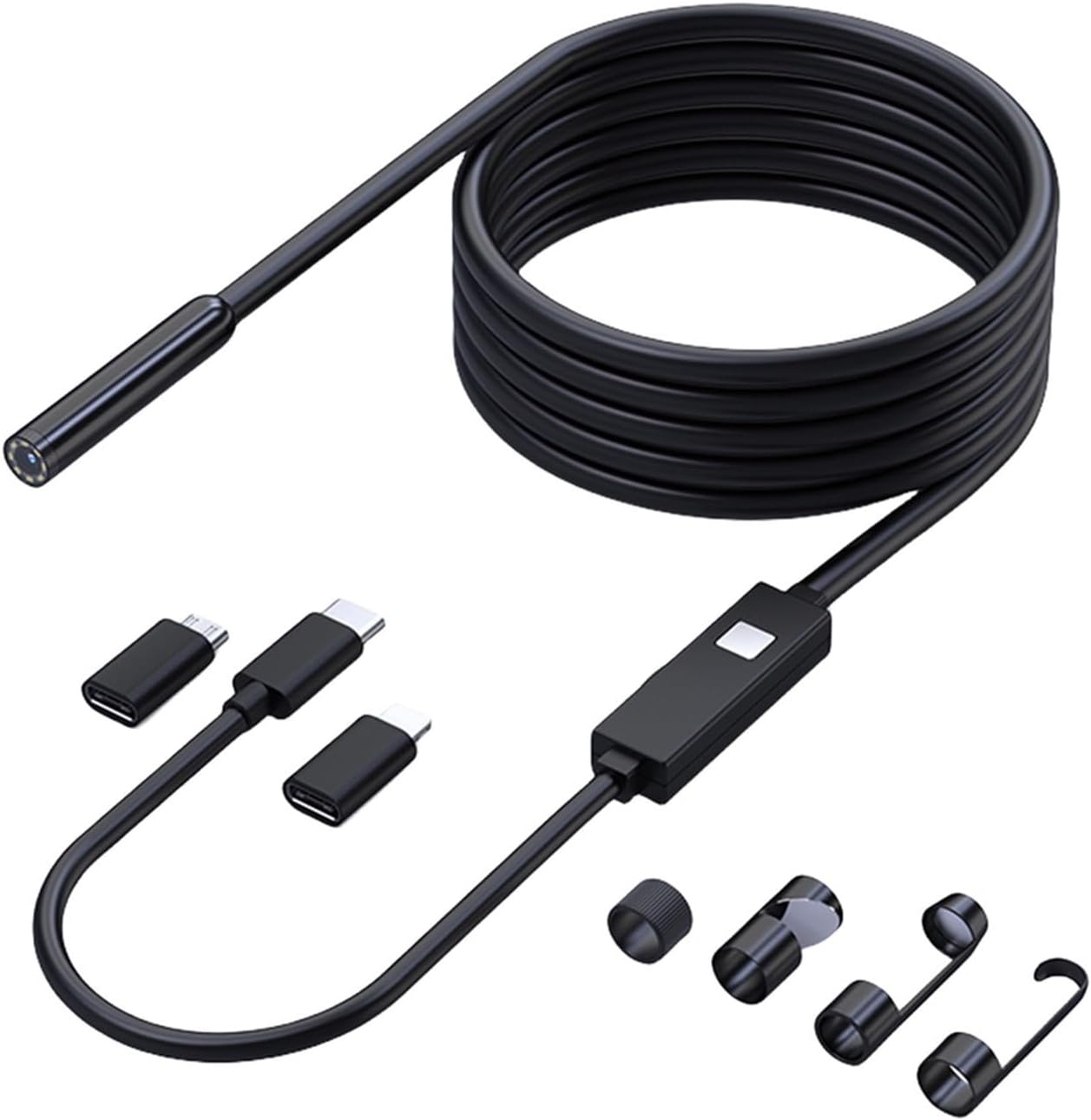 Endoscope Inspection Camera HD Inspection Borescope IP67 Waterproof 8mm Automotive Borescope Type-C Mini Camera Endoscope with LED Light for Cars Industrial(5meter)