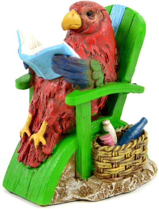 Touch of Nature Miniature Beach Fairy Garden Accessories - Nautical Decor - Fairy Garden Accessories - Miniature Garden - Gnome Garden - Fairy - Beach Themed (Parrot in Beach Chair)