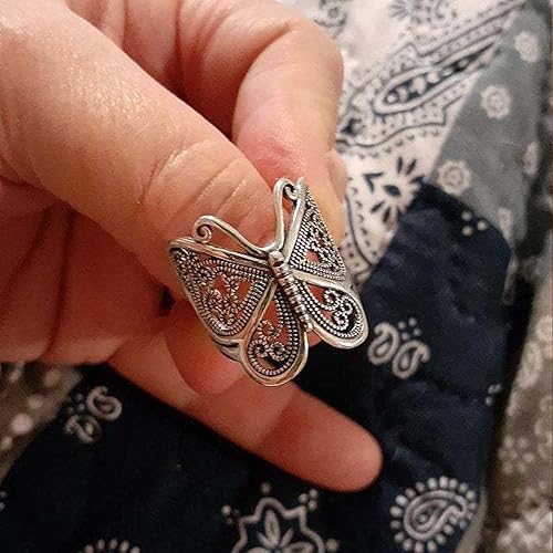 Miniatura 3 de Anillo de nudillos de mariposa grande gótico vintage, diseño de esqueleto ajustable abierto para mujer