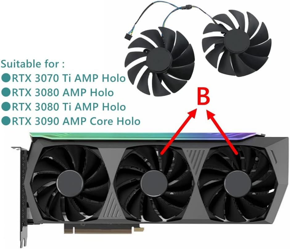 GA92S2U 88mm Graphics Card Cooling Fan Replacement for ZOTAC RTX 3080 3080 Ti 3090 3070 Ti AMP Holo Quiet Cooler Fan (B)