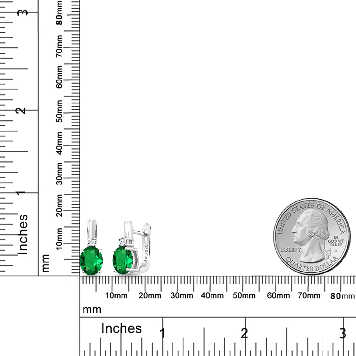 Gem Stone King 925 Sterling Silver Green Nano Emerald Earrings For Women (4.70 Cttw, Gemstone May Birthstone, Oval 9X7MM)