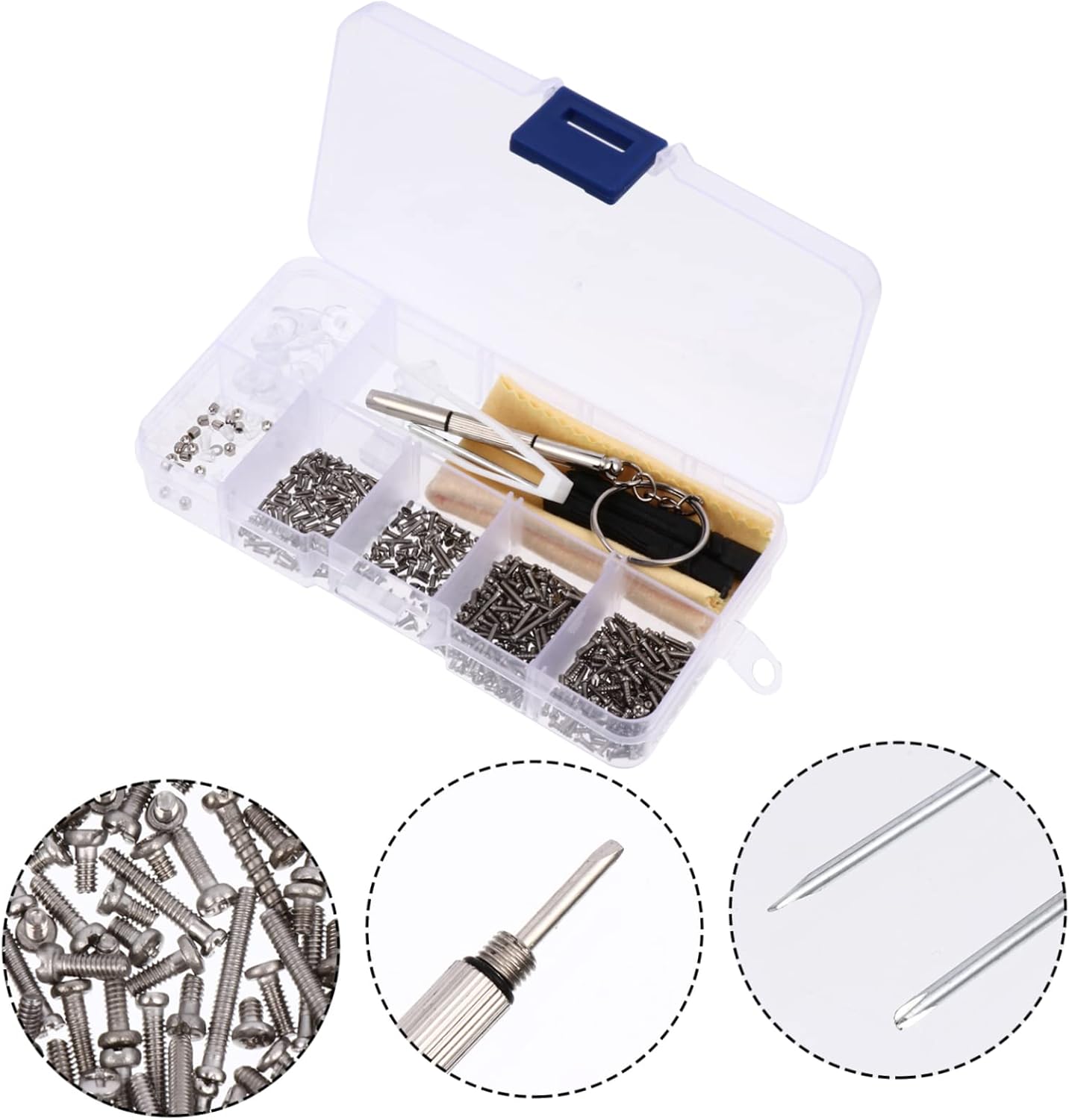 3pcs Eyeglass Repair Kit Nose Pads Screws Screwdriver and Tweezers Complete Eyewear Maintenance for Glasses and Watches for Home