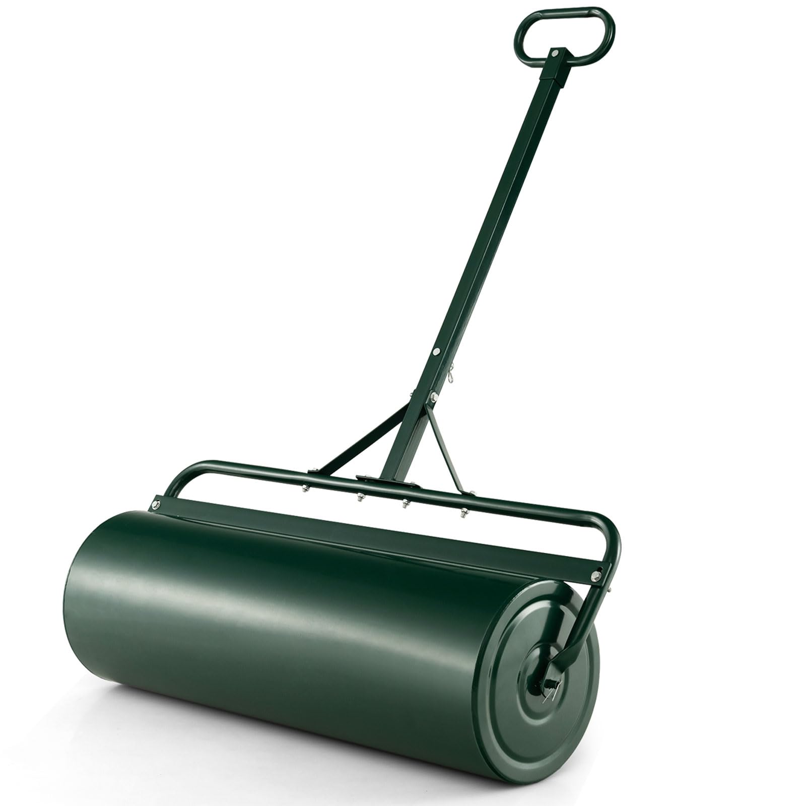 GOPLUS Aireadores de Césped Manuales 63L, Rodillo de Césped de Jardín con Asa Ajustable y Protector de Suciedad, Rellenable con Agua y Arena, para Empujar y Tirar para Jardín y Parque (Verde)