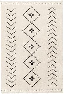 Lorena Canals Alfombra Lavable Bereber Rhombs Algodón Natural - Beige, Negro - 170x120 cm