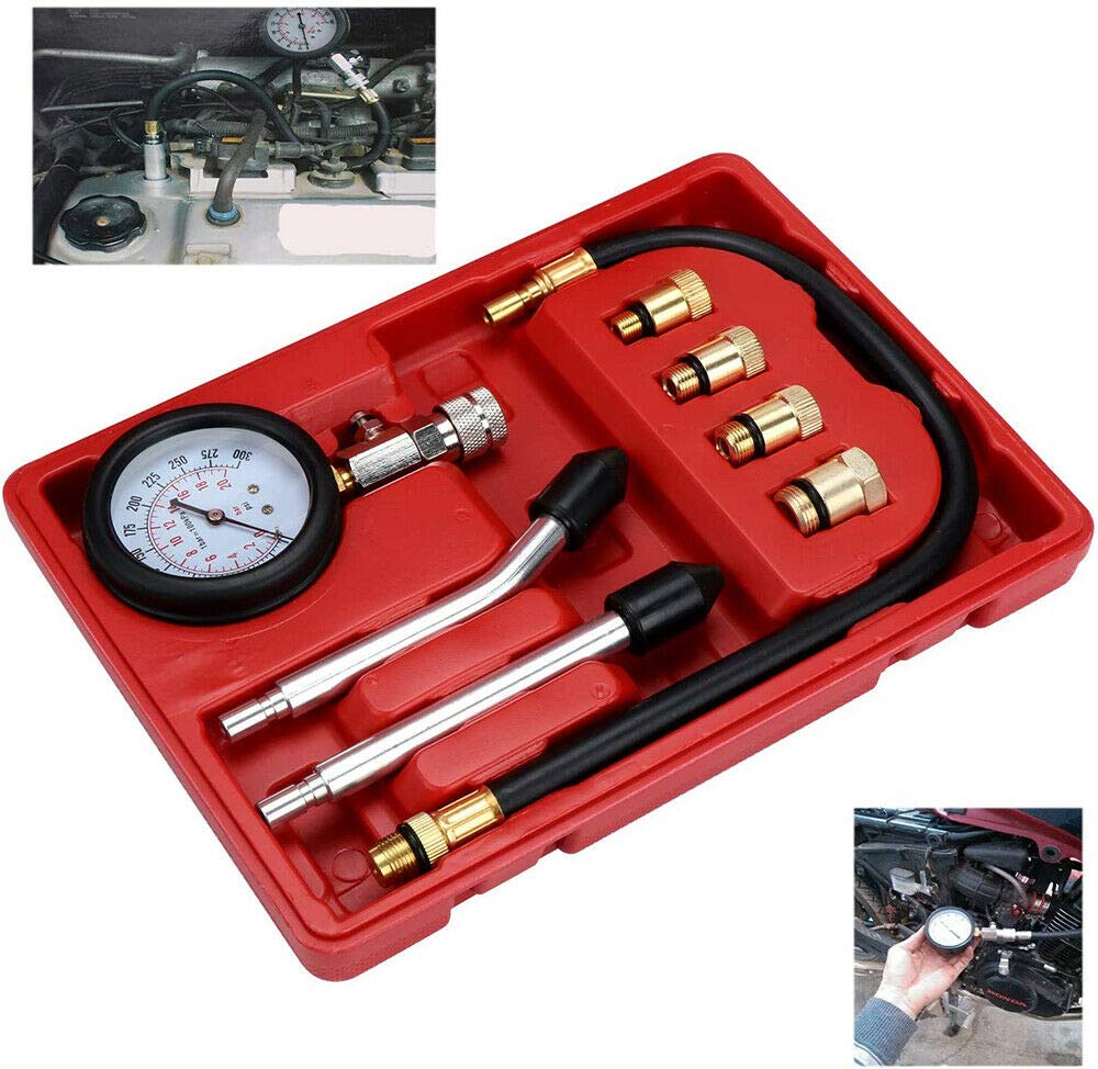 Kompressionsmessgerät Für Benzin-/Diesel-Motoren – 0-20 Bar / 0-300 Psi, Mit Adaptern