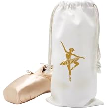 Pointe Shoe Bag Breathable Canvas Ballerina Dance Bag Soft Sole Drawstring Ballet Accessories Canvas Drawstring, White