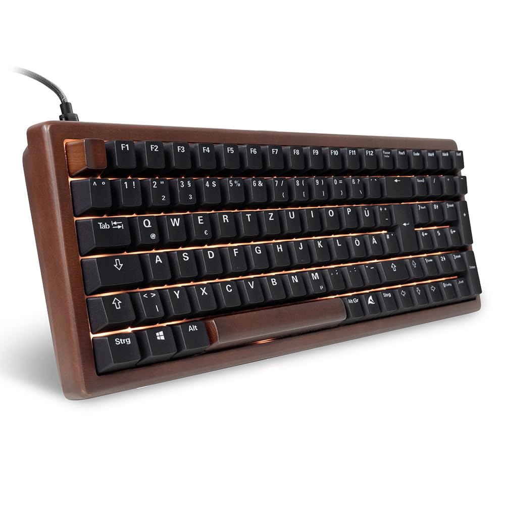 Sharkoon Skiller SGk50 S2 Wood, PBT, RGB Gaming Keyboard, 96% German Layout