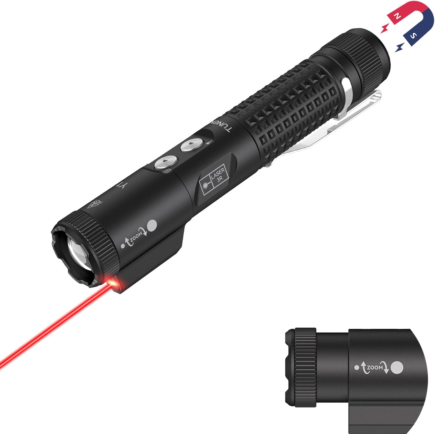 Y1 EDC Flashlight Rechargeable with White Mild and Crimson Beam,1200 Excessive Lumens Zoomable LED Flash Mild, Fingers-Free Magnetic Work Mild & Pocket Clip and USB C, for Work,Outside, Upkeep