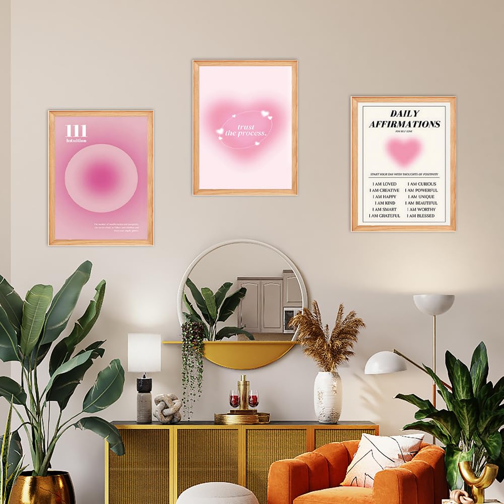 Set Di 4 Poster Artistici Per Camera Ragazze - Tela Senza Cornice, Stile Preppy Colorato