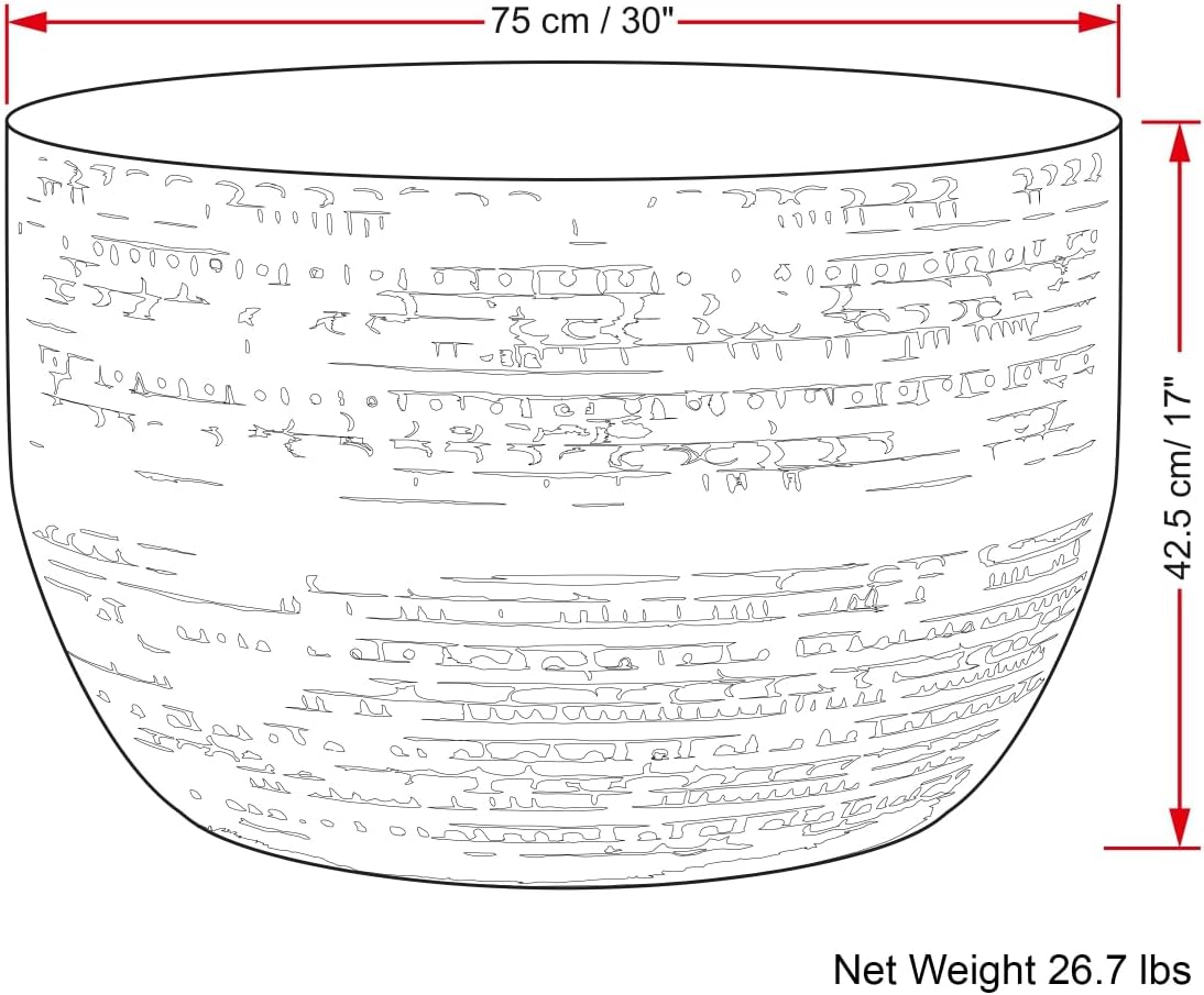 SIMPLIHOME Johnsen Metal Coffee Table - 30 inch Wide Solid Metal Round Drum Accent Table in Bronze, Boho Coffee Table for Living Room or Bedroom with Decorative Textured Design, Assembled