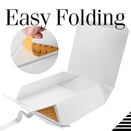 BLK&WH Extra Large Gift Box with Ribbon - 16.3x14.2x5 Inches, White Bridesmaid Proposal Box for Large Gifts