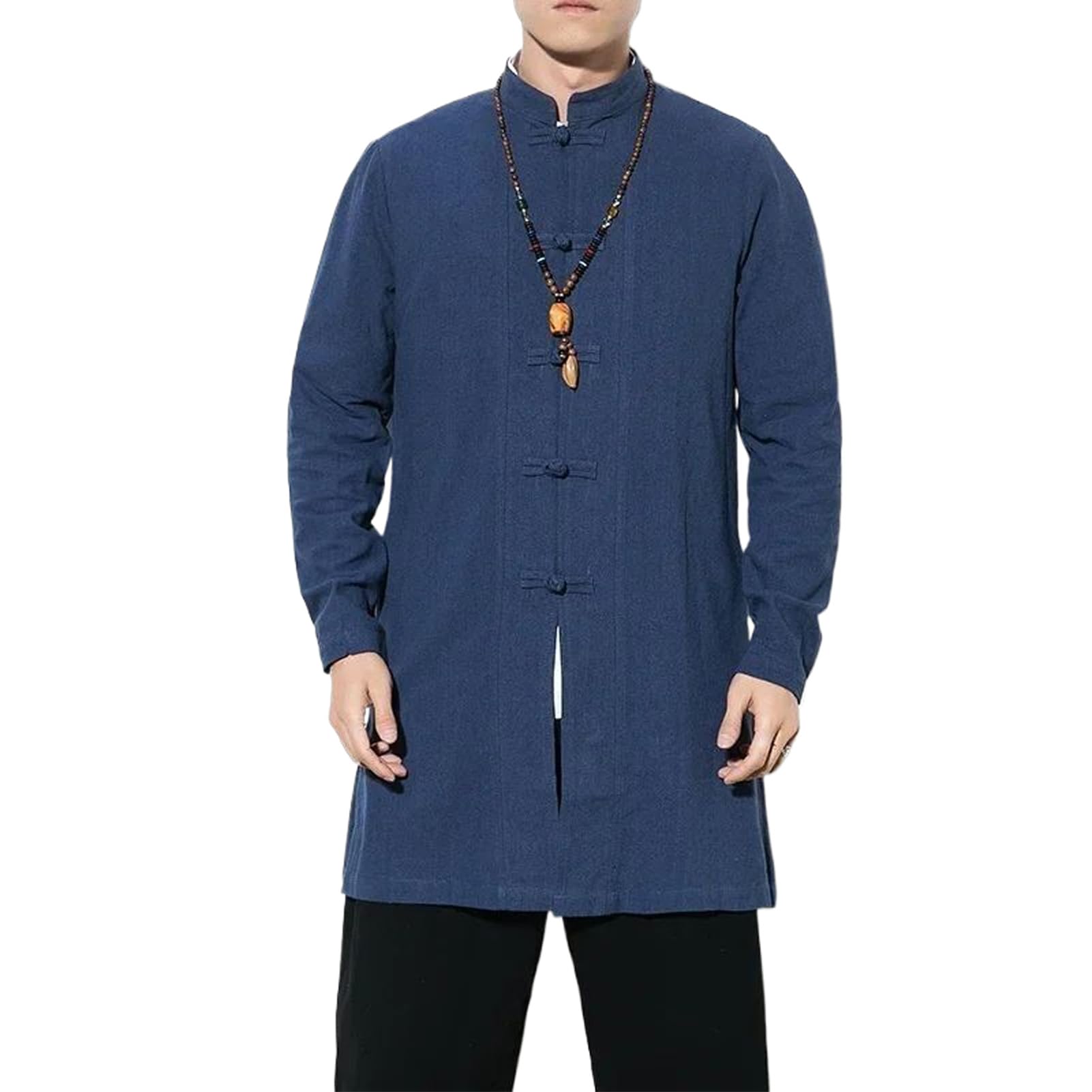 Chaqueta de algodón para hombre WOLONG y bata larga china de abrigo 4