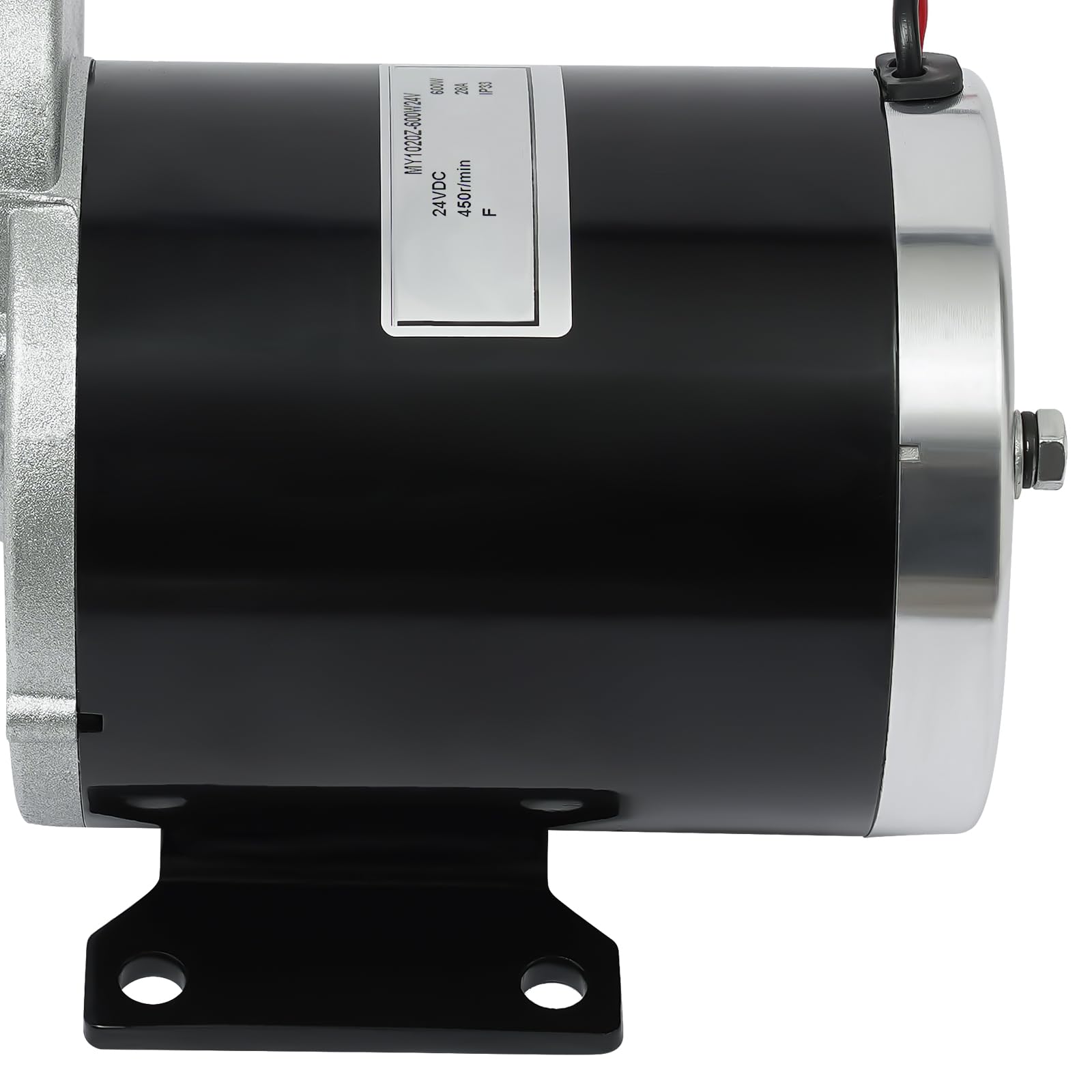 600W Getriebemotor Getriebereduzierung Elektromotor DC Motor mit Untersetzungsverhältnis 1:6,67 450 U/min für Moped Fahrräder Pocket Bike E-Bike (24, Volt)