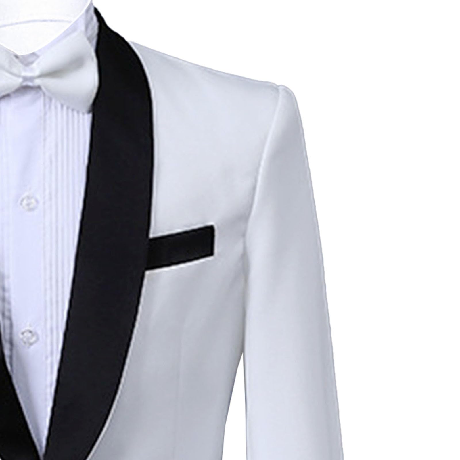 Abiti da Uomo, Abito da Uomo Bianco Slim Fit, 2 Pezzi, Blazer e Pantaloni con Un Bottone, Completo Matrimonio Formale
