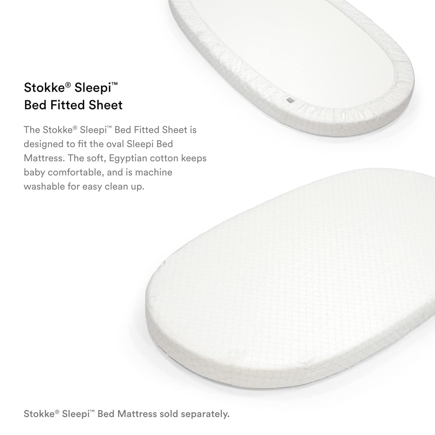 Stokke Sleepi Fitted Sheet V3, Fans Grey - Compatible with Sleepi Bed V3 & Mattress V3-100% Fine Cotton Percale - Washable
