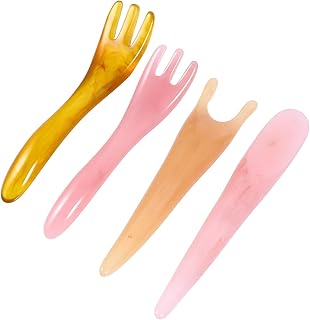 Healifty 4pcs Portable Relieve Body Natural Tool Stick Face Board Claw Scalp Gua Scraping Point Relaxing Skin Guasha -Claw Y-Shape Y Beauty Shaped Massager Spa Scrapers Pink