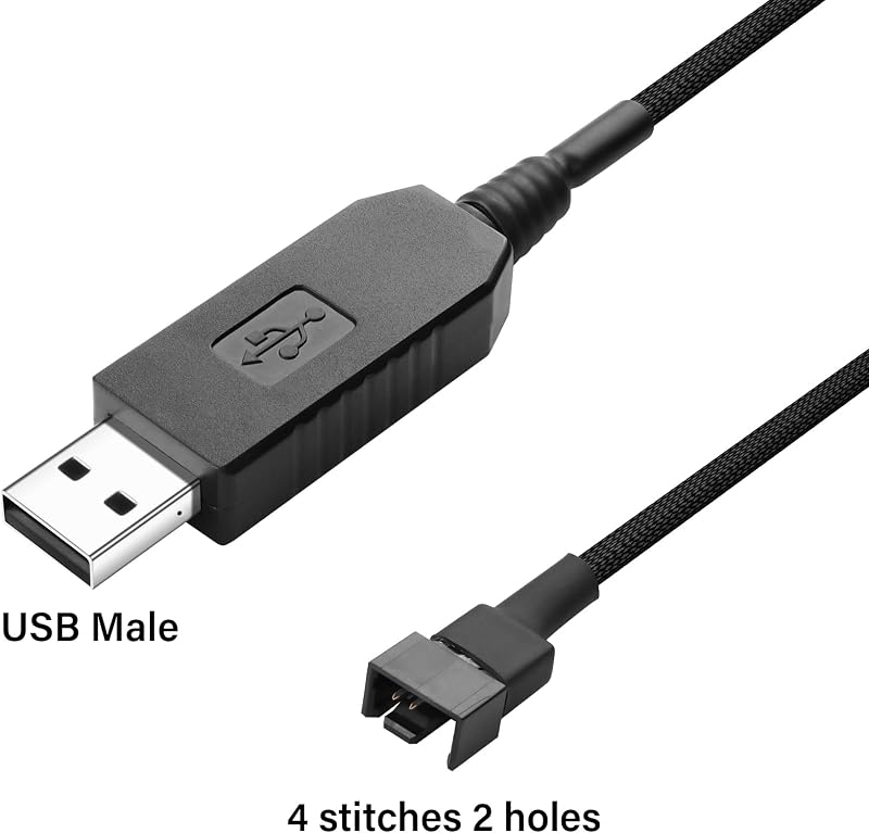 PNGKNYOCN USB-4Pin Ventilátor Adapter Kábel, Fonott PC Hűtőventilátor Tápkábel, 12V USB-PWM Átalakító, 0,5m, Laptop Kompatibilis