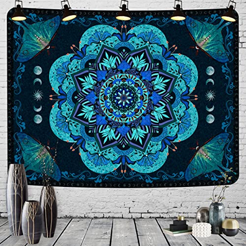 Lzbxbxda Mandala Tapestry Bohemian Tapestries Gothic Sun And Moon Moth Boho Tapestry Wall Hanging Bedding Tapestry Home Decor #TOP2