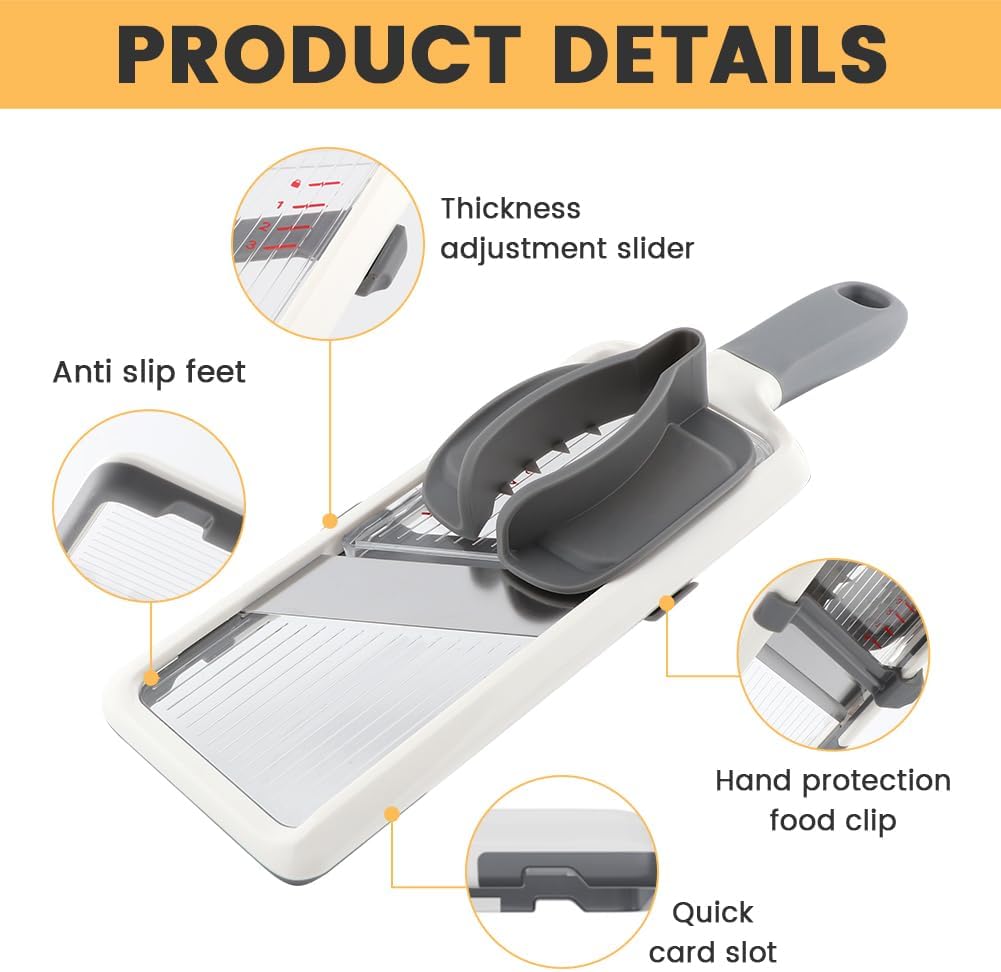 Multi Handheld Mandoline Slicer with Adjustable Stainl Steel Blade,