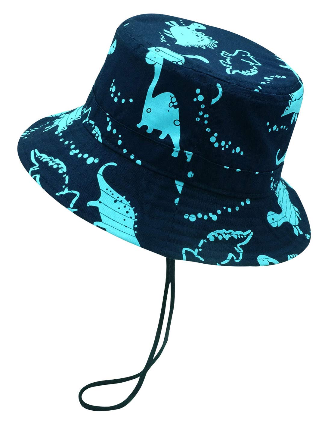 Happy Cherry Bebé Sombrero Pescador para Niños Niñas Primavera Verano Bucket Hat Infantil Gorra de Sol con ala de Estampado de Dinosaurio para Playa Viajes Vacaciones Algodón - 6 Meses-8 Años