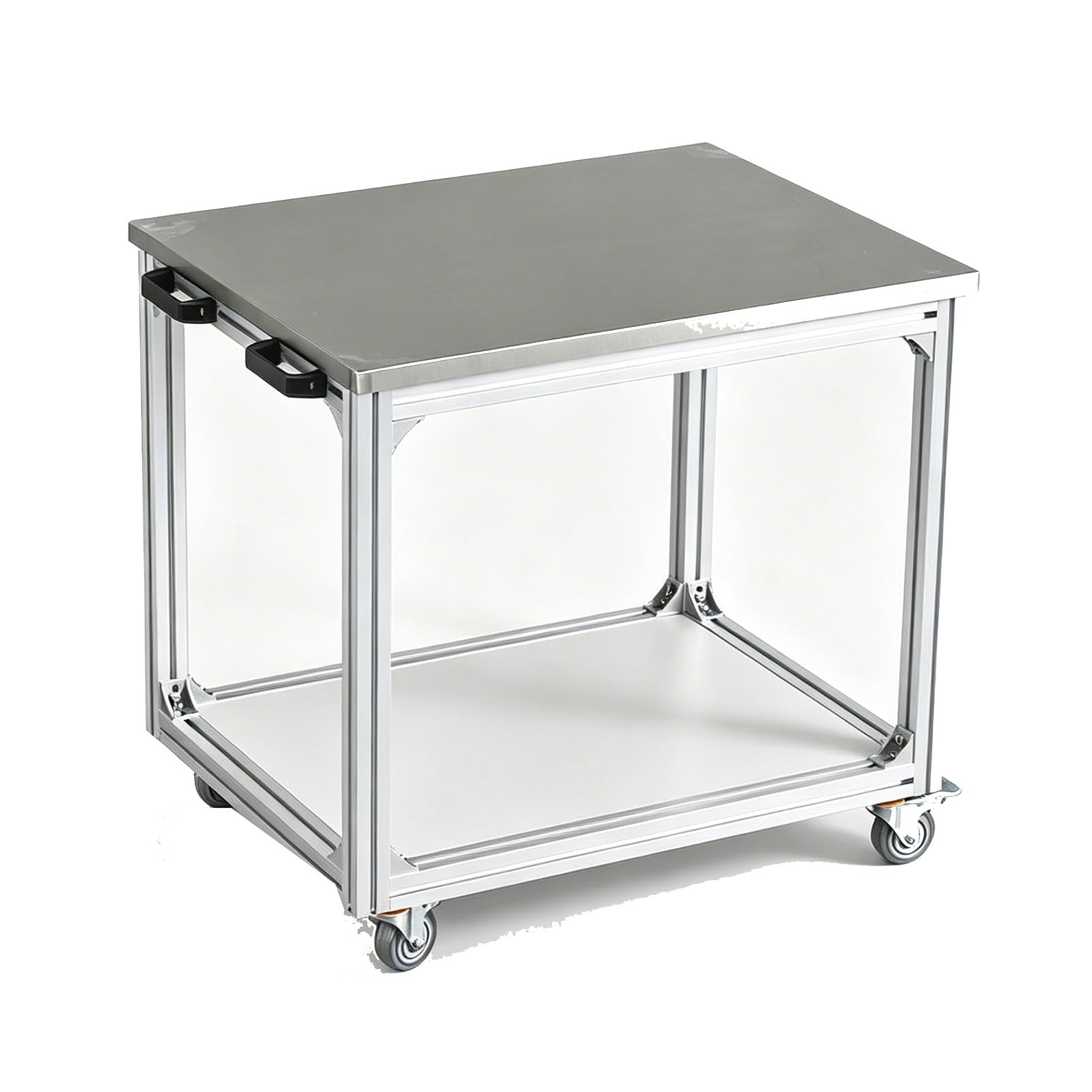 Mesa De Trabajo Laminada Antiestática 60x40cm, Tablero De Borde De PVC De 23mm De Grosor, Carro De Aluminio Resistente Con Ruedas Silenciosas Y Manijas Dobles Para Uso En Taller O Laboratorio