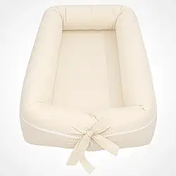 Ninho Redutor de Berço Menina Menino 100% Algodão Liso | Toque Macio e Hipoalergênico – Brubrelel Baby (Palha)