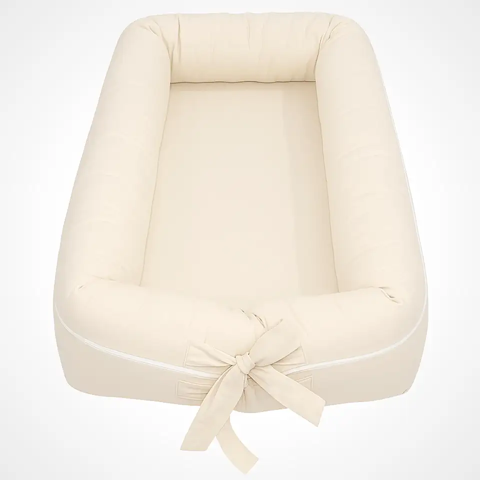 Ninho Redutor de Berço Menina Menino 100% Algodão Liso | Toque Macio e Hipoalergênico – Brubrelel Baby (Palha)