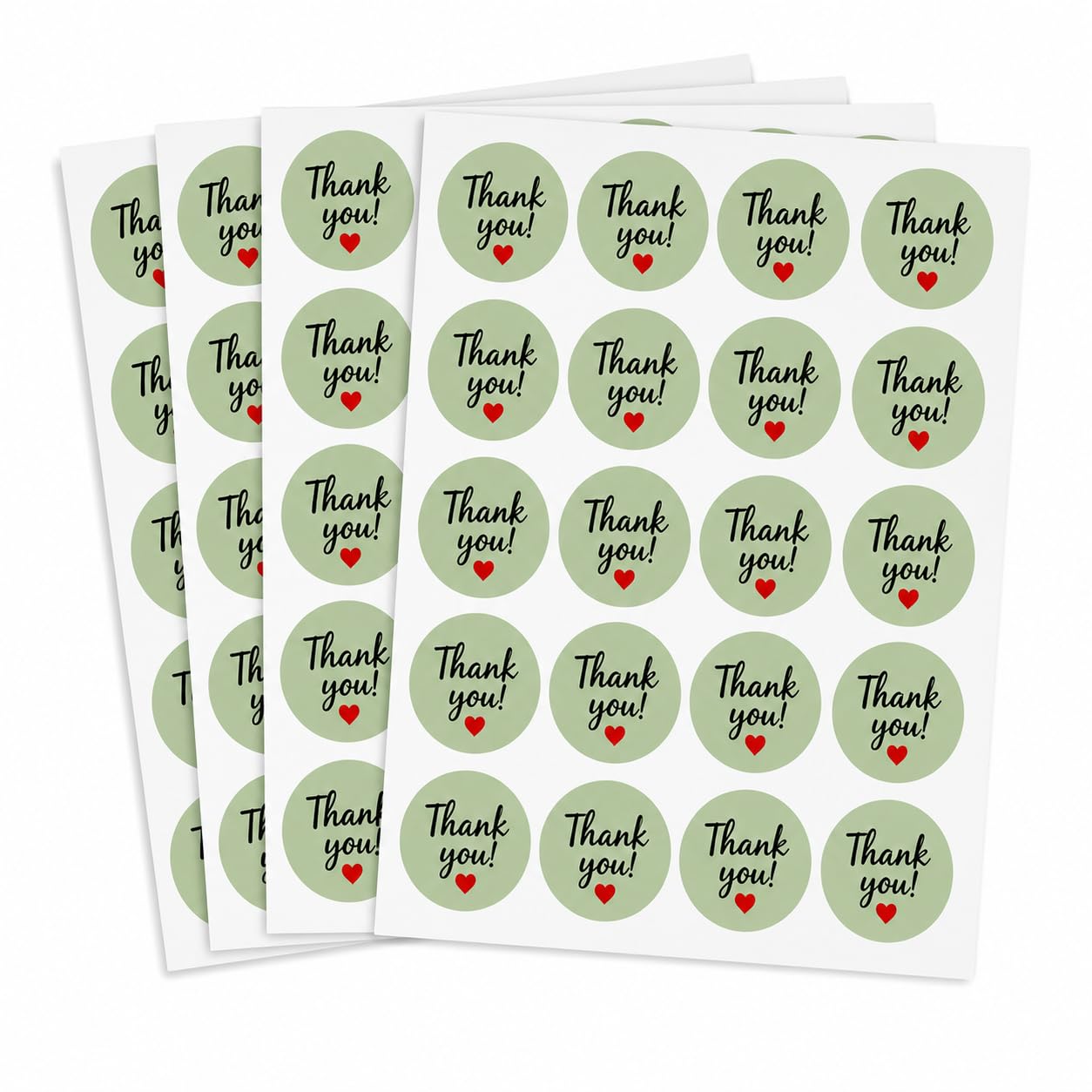 Festiko Thank You Stickers for Small Business Packaging, 1 Inch Round Self Adhesive Labels, Pack of 100/200/500/1000, Black with White Text & Red Heart – for Order Packing (Sage Green, 100)-image-6