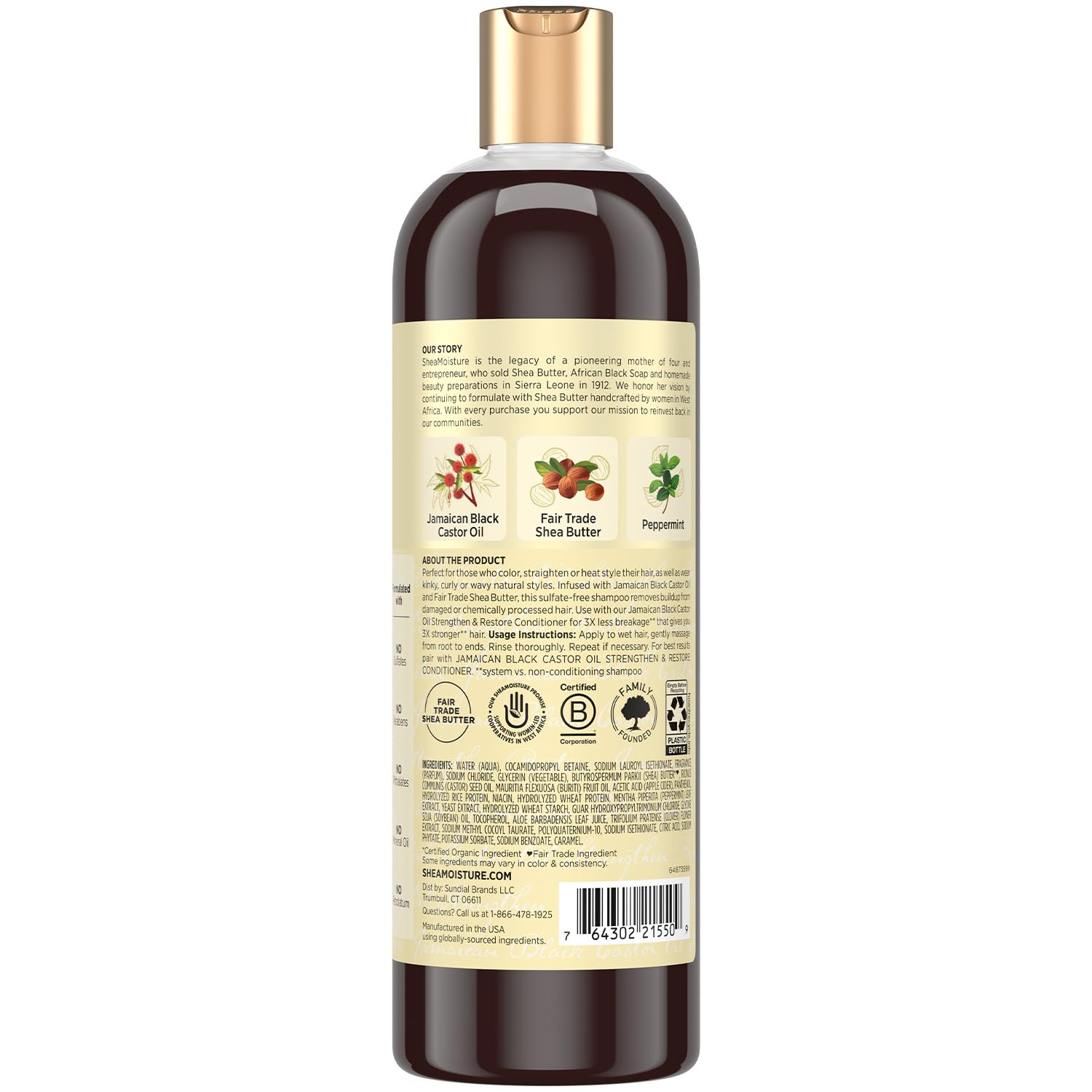 SheaMoisture Jamaican Black Castor Oil Strengthen & Restore Shampoo 2-Pack, 16 Oz Ea - Image 2