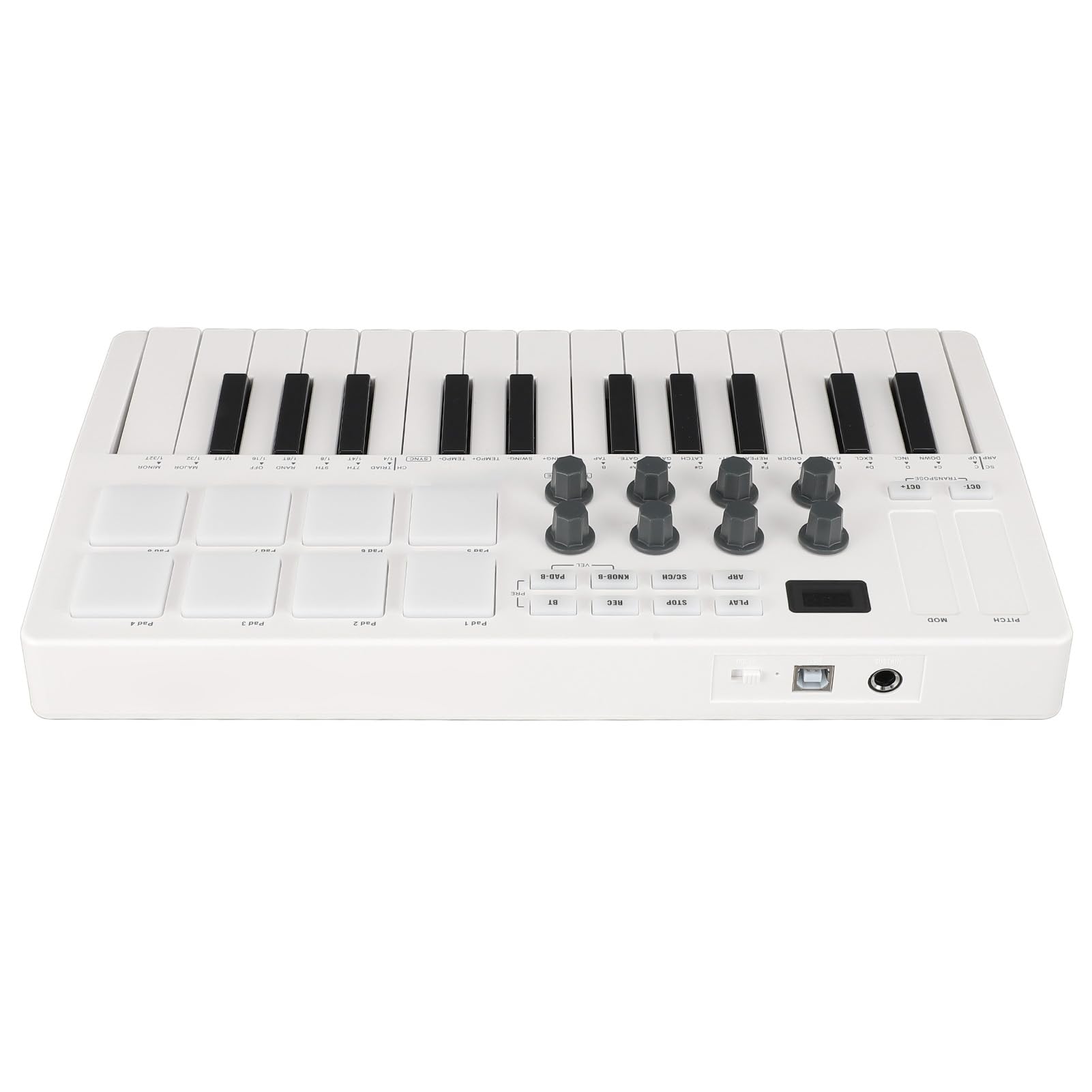 Controlador de Teclado MIDI USB, Teclado MIDI con 8 Pads de Ritmo MPC, 8 Pads de Batería Retroiluminados, 8 Perillas Asignables y Software de Producción Musical [conexión por