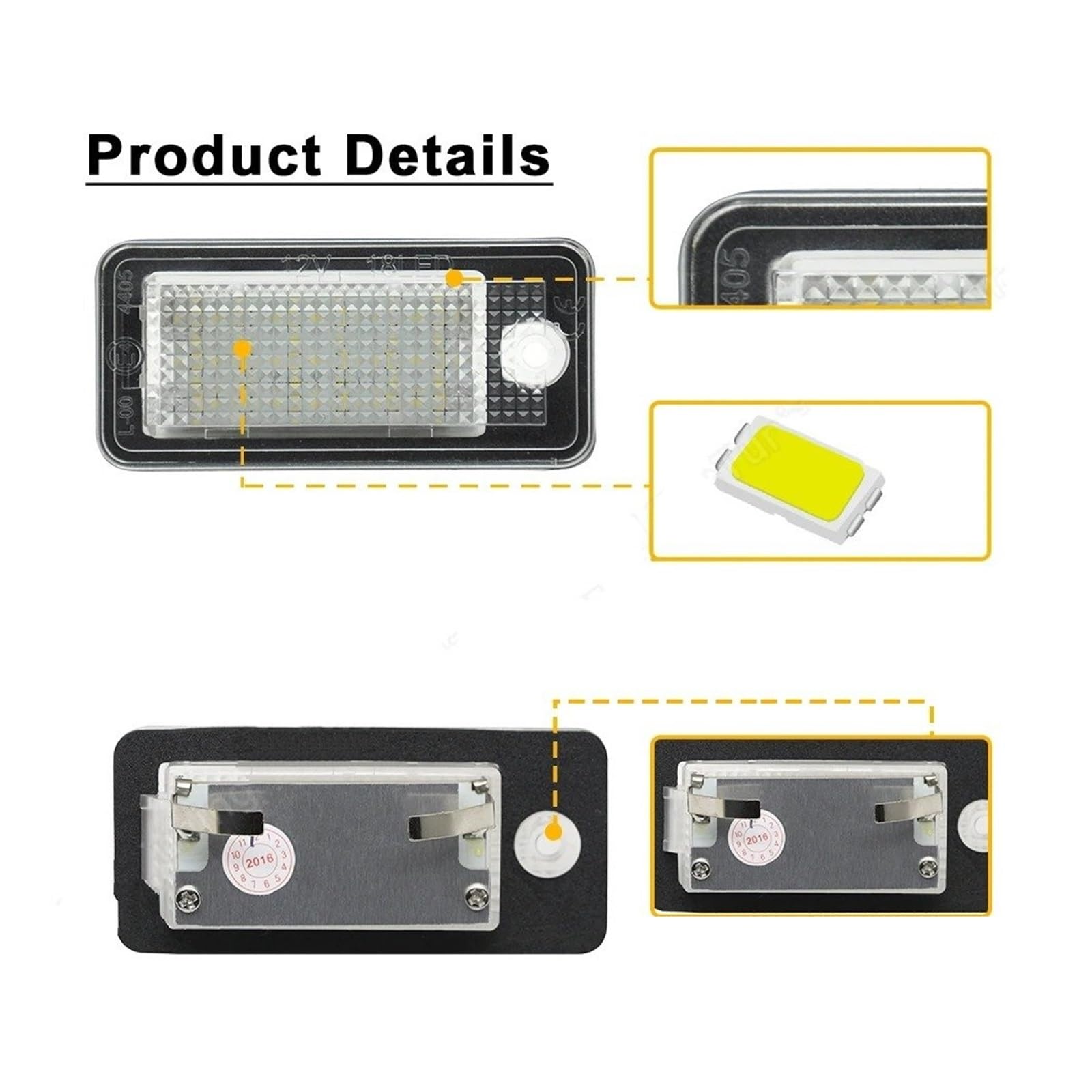 Coche Lámpara Numero Para A3 8P Para A4 B6 B7 S4 RS4 Para A6 RS6 S6 C6 S5 Cabrio Para Q7 Para A8 S8 RS4 Avant Luz Matrícula LED Lámpara Sin Errores
