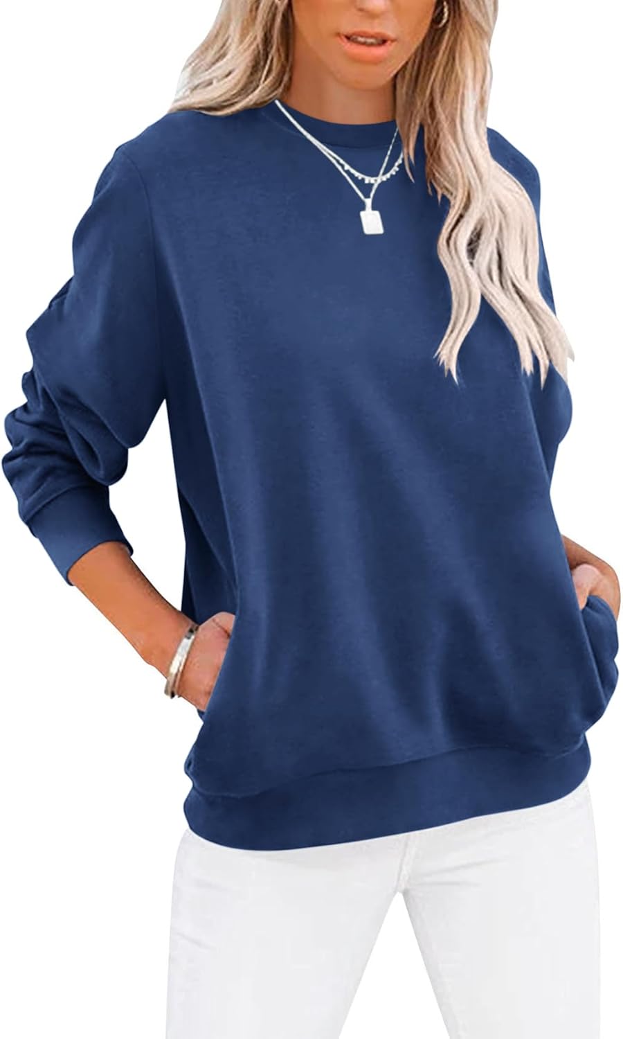 TICTICMIMI Women’s Casual Long Sleeve Color Block/Solid Tops Crewneck Sweatshirts Cute Loose Fit Pullover with Pockets TICTICMIMI Women’s Casual Long Sleeve Color Block/Solid Tops Crewneck Sweatshirts Cute Loose Fit Pullover with Pockets