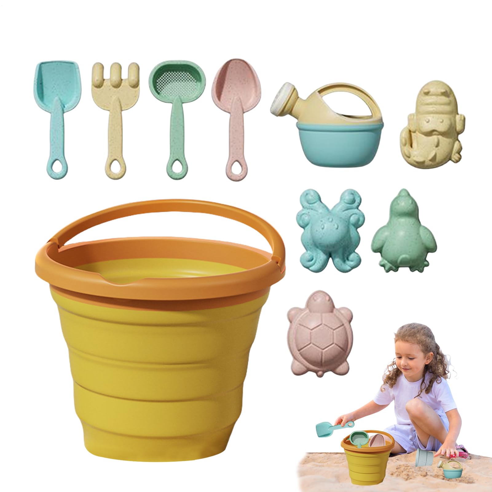 Vjeybv Small Sand Toys, Bucket And Spade Beach Set Kids, Digging Tools With Folding Fruit Bucket For Digging Outdoor Activities Kids Ages 3+ In Beach Swimming Pool Garden Backyard Camping Adventures