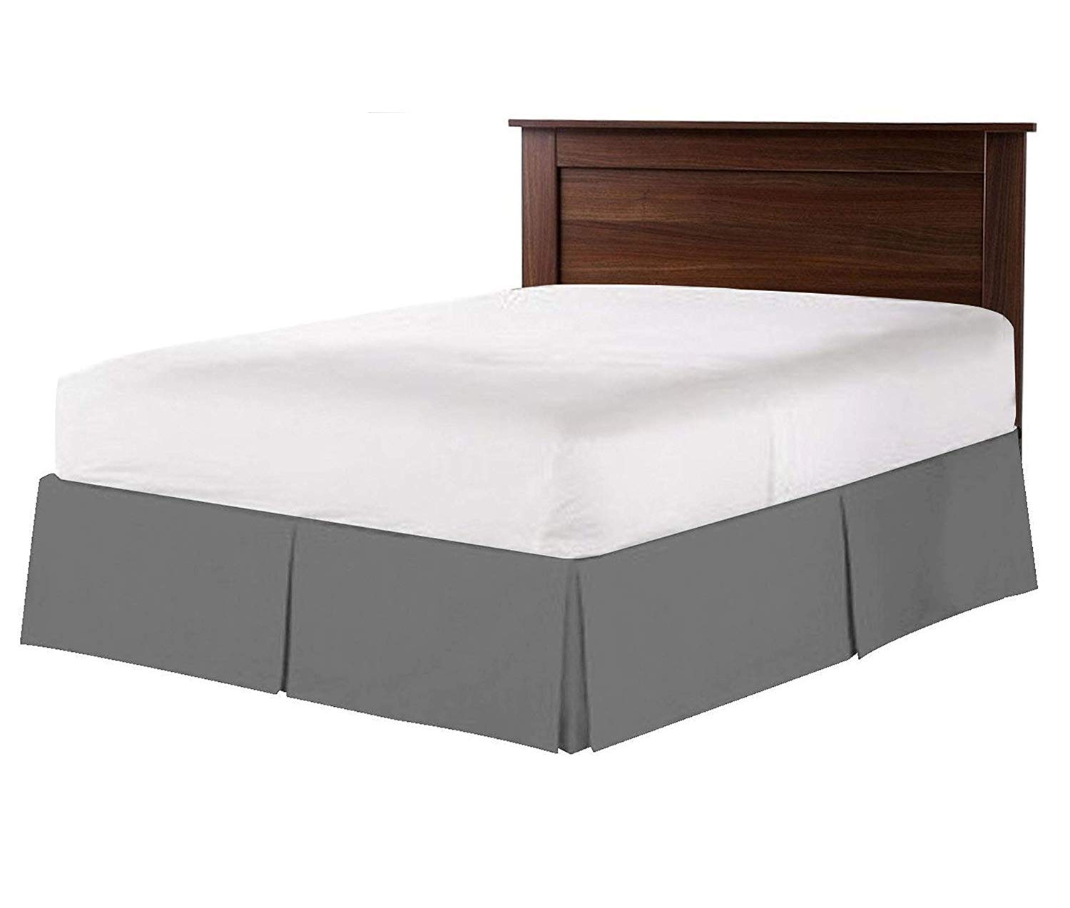 YRM Bedding's Luxury Bed Skirt 100% Cotton,15-Inch Tailored Drop Pleated Dust Ruffle, 600 TC Egyptian Cotton, Shrink and Fade Resistant (Grey, Queen)-image-30