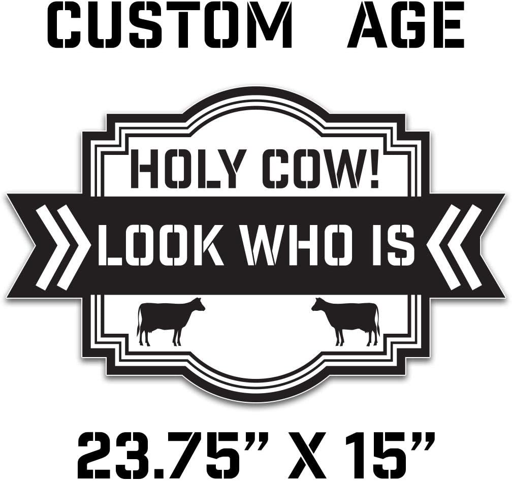 VictoryStore Yard Sign Outdoor Lawn Decorations: Custom Birthday Yard Decoration, Holy Cow! Look Who is Includes Stakes