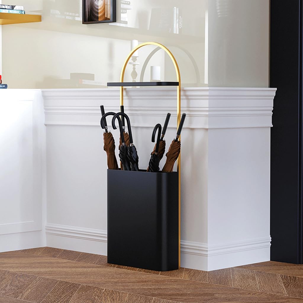 Metal Rectangular Umbrella Stand Holder Rack for Hallway Rain Collection Organizer Bin