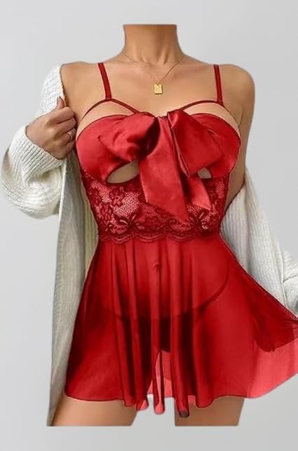 Women's Floral Babydoll Sleepwear Lingerie Night Dress for Net Above Knee Length Lingerie