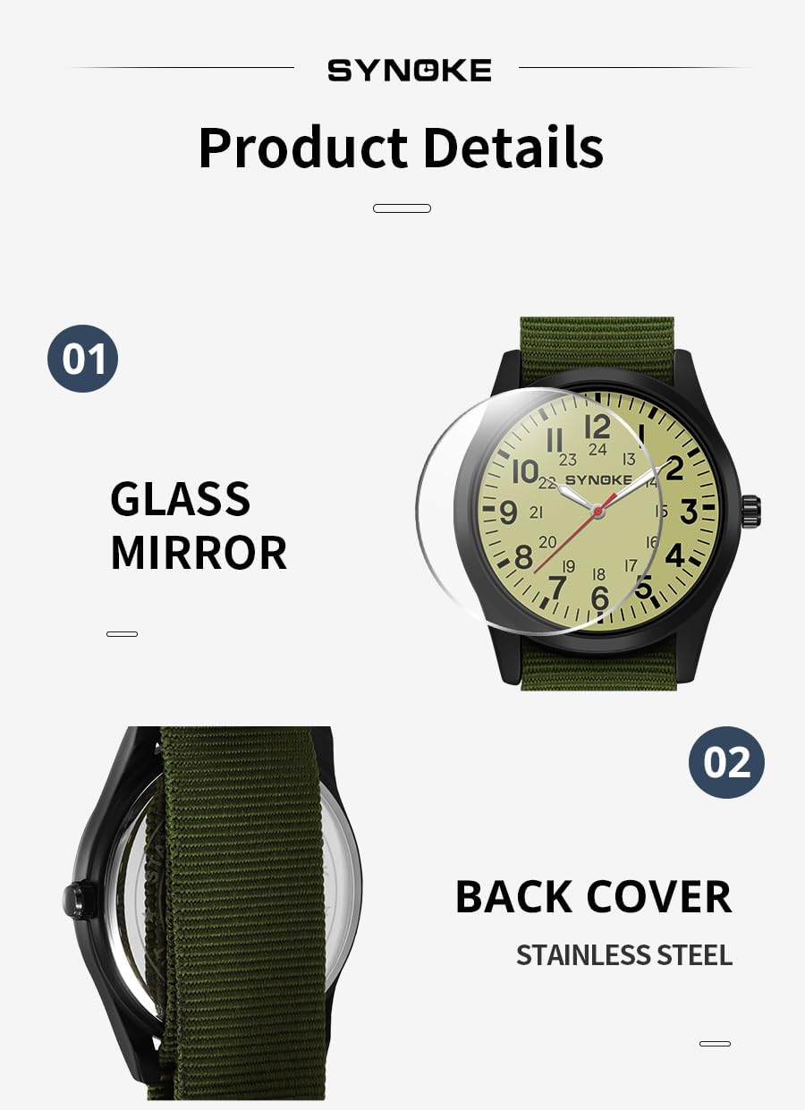 FANMIS Unisex Military Tactical Analog Watches Minimalist Expedition Watch Army Field Sport Watches Textile Nylon Strap Stylish Men Watch Luminous Waterproof Outdoor Watches