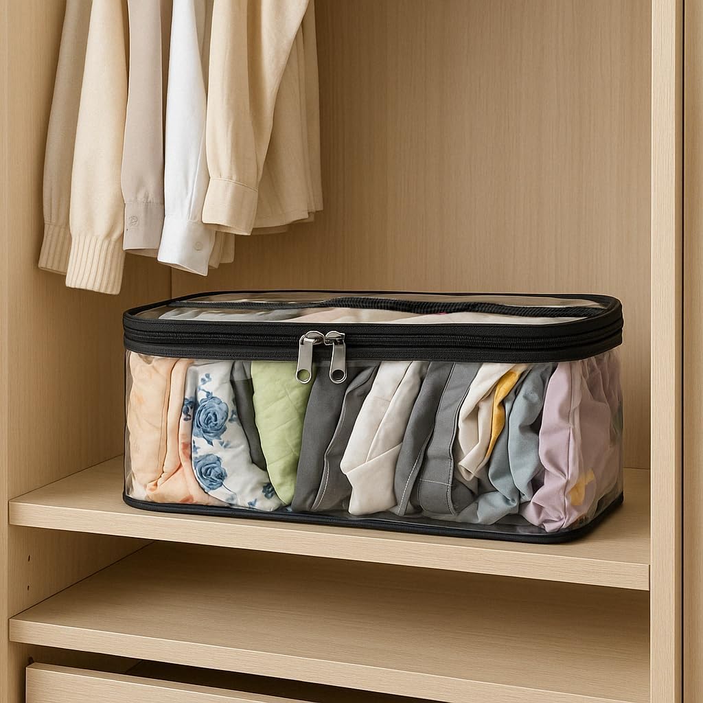 Wardrobe Organizer Set of 4, Fabric Drawer Organizers for Underwear, Leggings, Dupatta & Clothes, Foldable Storage Bags for Closet & Wardrobe (Space Saver)