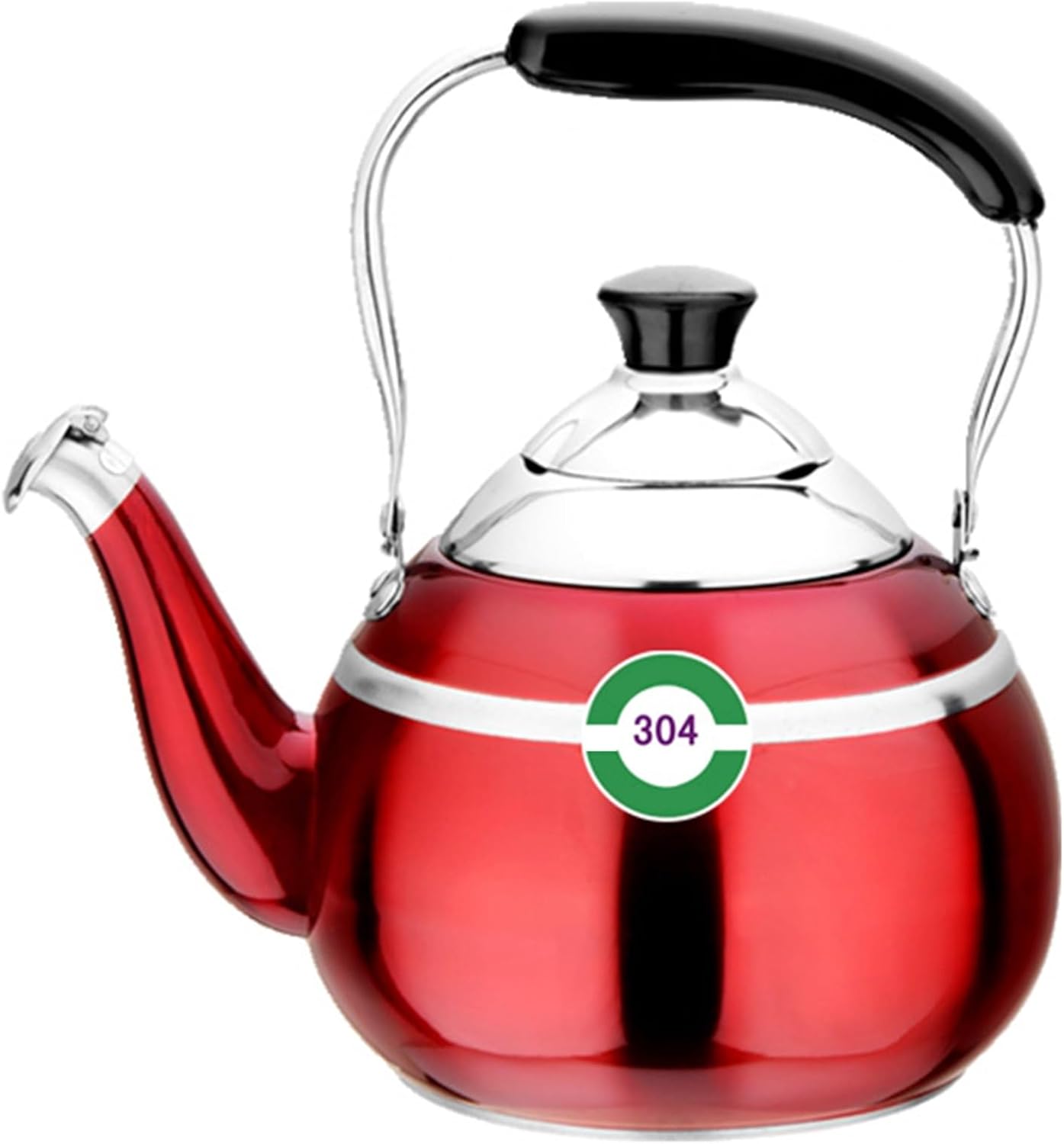 Kettles, Whistlitea Kettle, Grade Stainless Steel Tea Kettle for Stove Top with Ergonomic Handle for Gas, Induction, Stove Tops/Red/5L
